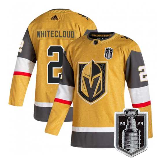 Mens Vegas Golden Knights #2 Zach Whitecloud Gold 2023 Stanley Cup Final Stitched Jersey Dzhi->vegas golden knights->NHL Jersey